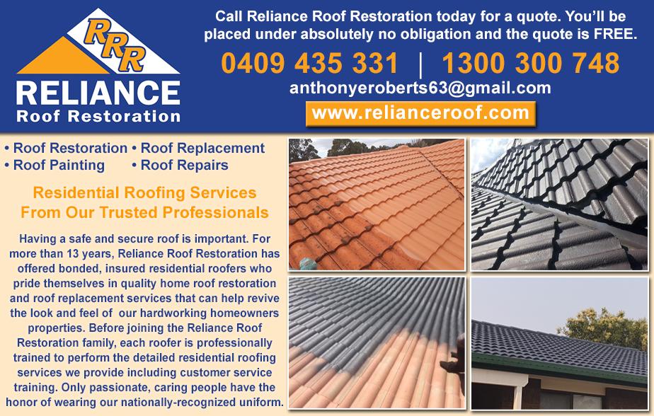 Reliance Roof Restoration- 0409 435 331

Roofing- Wauchope, Port Macquarie, Flynns Beach

Roof Restoration- Wauchope, Port Macquarie, Flynns Beach
 
Roof Painting- Wauchope, Port Macquarie, Flynns Beach
